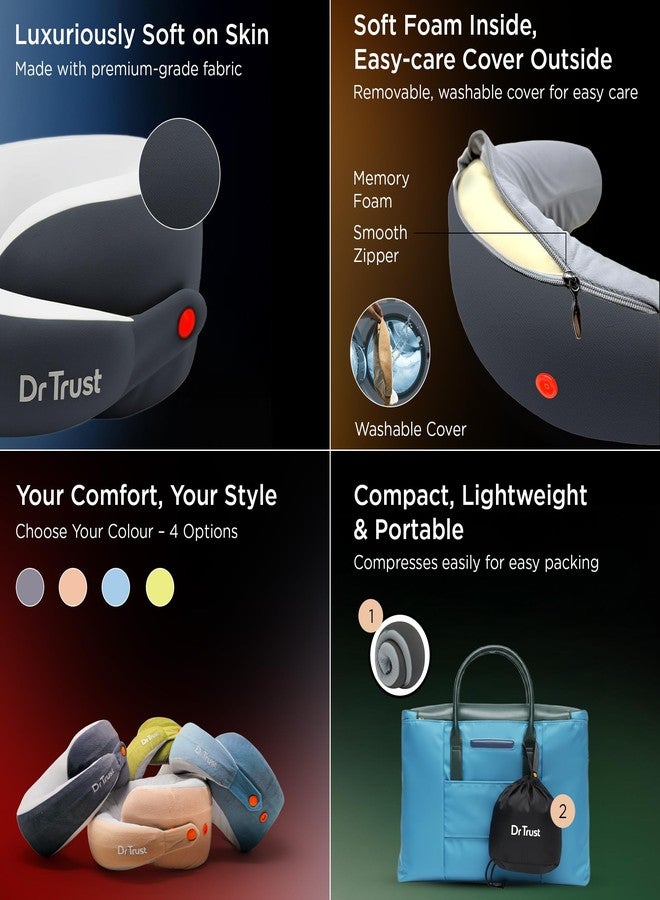 دي آر تراست وسادة رقبة للسفر من دكتور ترست يو إس إيه لتخفيف آلام الرقبة | وسادة رقبة طبية من إسفنج الذاكرة للطائرة والسيارة والقطار والمكتب | مسند رأس قابل للتعديل مع غطاء مريح وجيد التهوية - Image 5